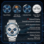 OLEVS Reloj automático para hombre, sin batería, impermeable, mecánico, de acero inoxidable, con cuerda automática, reloj de pulsera Luxuxry con tourbillon, día-día, año y cronógrafo, regalo para él