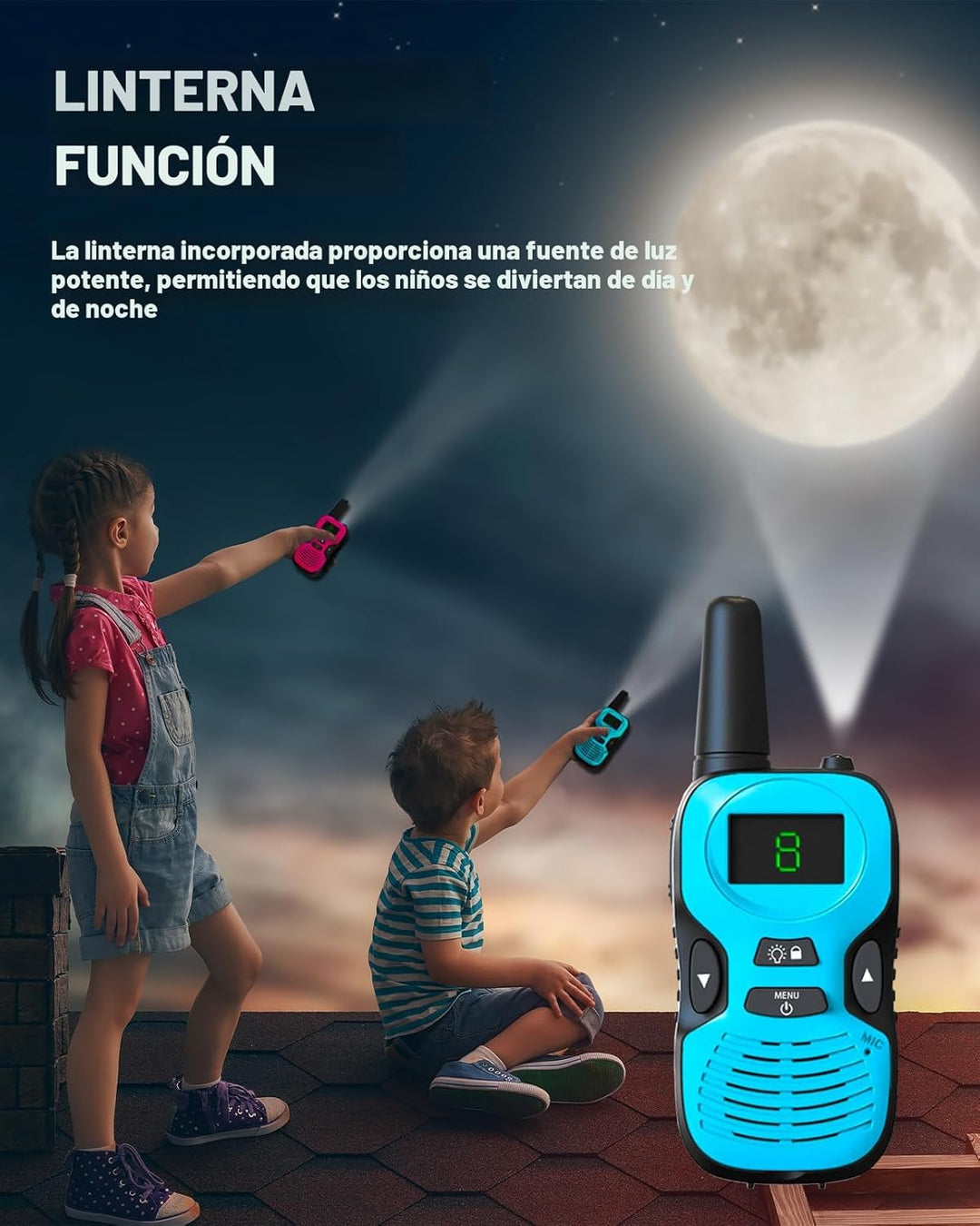 Walkie Talkies para Niños de Largo Alcance - Paquete de 4 Walkie Ta...