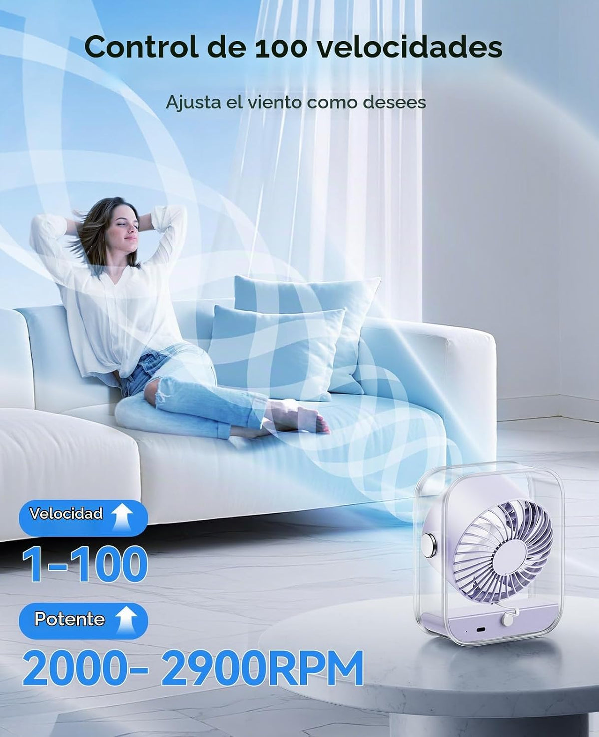 KIMMOO Ventilador de escritorio USB, ventilador de mesa silencioso...