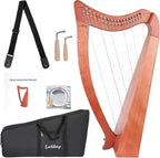 LOTKEY Arpa de 19 cuerdas, arpas de caoba maciza de 29 pulgadas con bolsa de concierto, llave de afinación, correas, instrucciones para jugador profesional de arpa de lira, principiantes, adultos F3 G3 A3 B3 C4 D4 E4 F4 G4 A4 B4 C5 D5 E5 F5 G5 A5 G5 A4 37