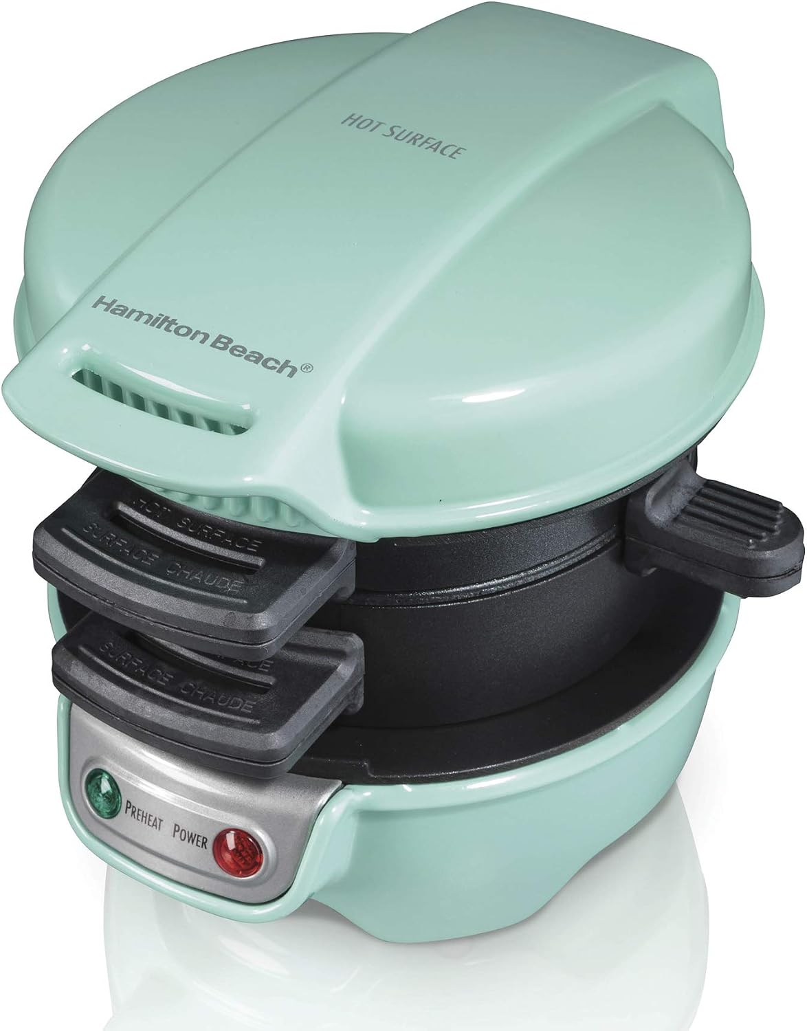 Hamilton Beach Máquina para Sándwiches de Desayuno con Anillo para Cocinar Huevos, Ingredientes Personalizables, Perfecto para Muffins Ingleses, Croissants, Mini Waffles, Regalos Perfectos de