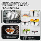 P&P CHEF - Juego de tazones de metal con tapas, tapas herméticas visibles y color negro