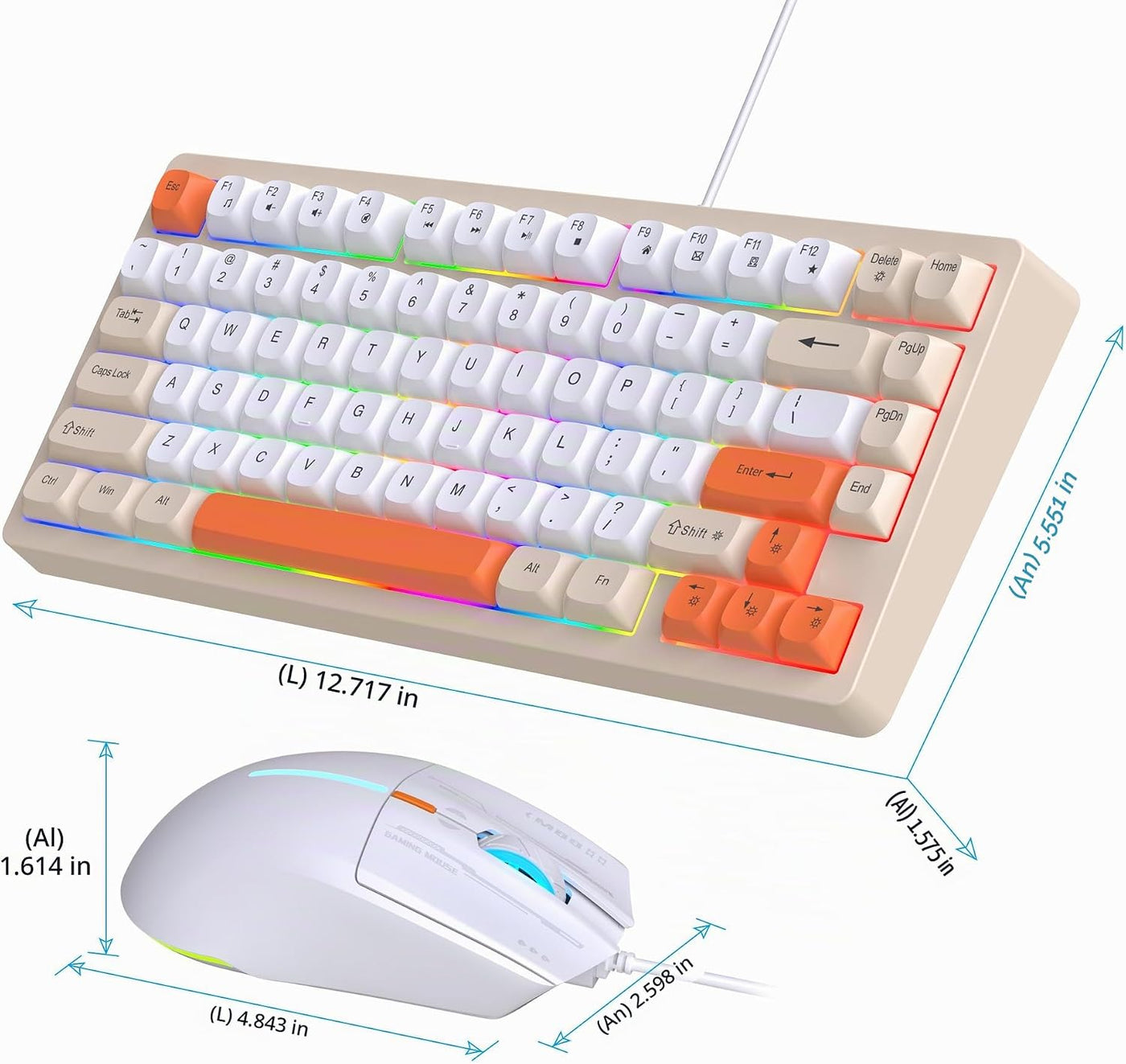 Snpurdiri Combo de teclado y mouse con cable, teclado mecánico comp...