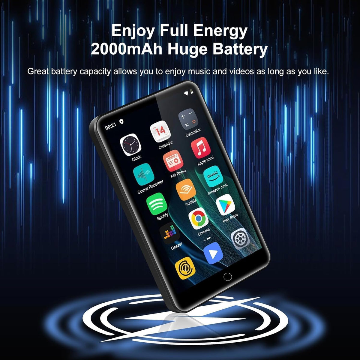 Reproductor MP3 de 80GB con Bluetooth 5.0 y WiFi, reproductor de música Android con Spotify y Amazon Music, reproductor de alta fidelidad con pantalla táctil HD de 4.0", compatible con expansión de 1TB, reproductor de video MP4