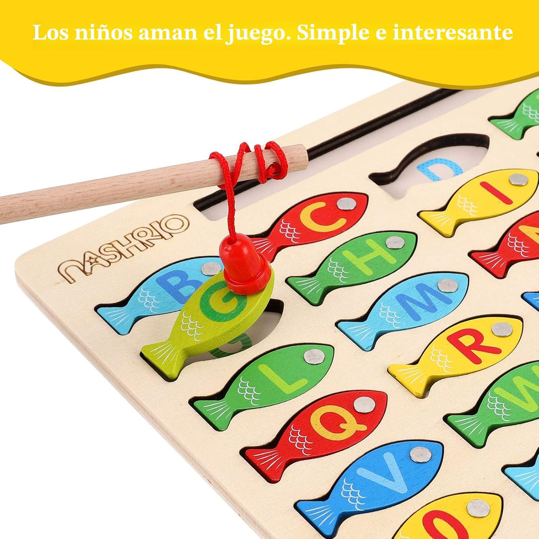 Juguete magnético de pesca de madera para niños pequeños
