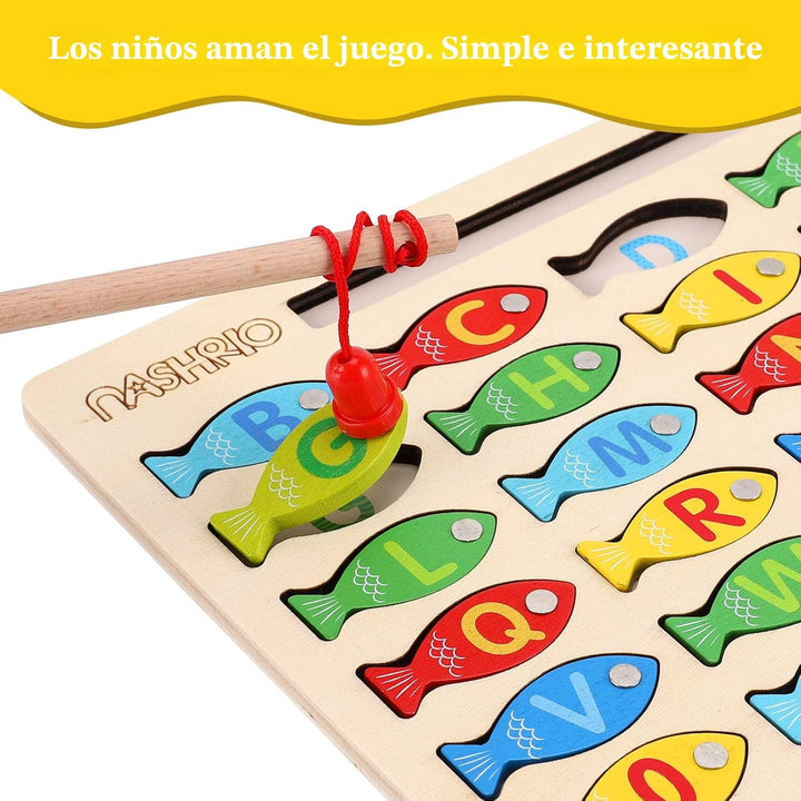 Juguete magnético de pesca de madera para niños pequeños