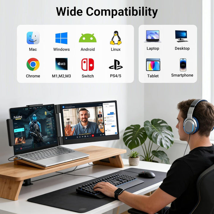 Extensor de pantalla para portátil de 14.1 pulgadas, 1080P IPS, mon...
