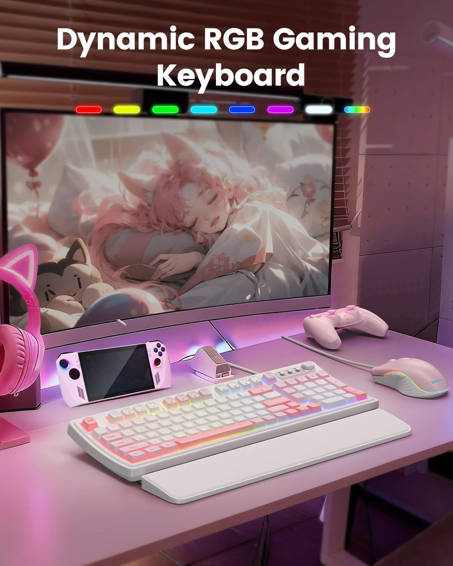 SABLUTE Teclado y mouse para juegos con cable, teclado y mouse con...