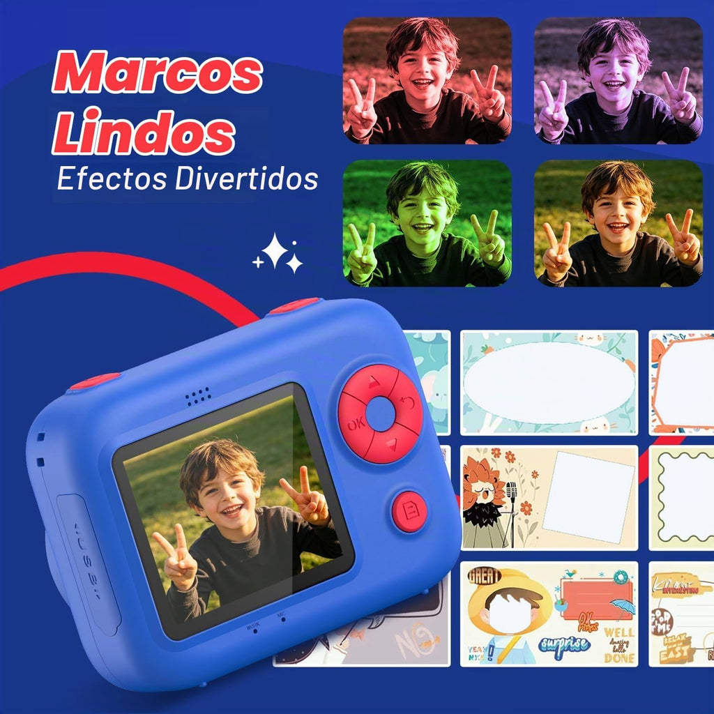 Cámara de impresión instantánea para niños con 5 rollos de papel de impresión, cámara HD 1080P, cámara portátil recargable para selfies, regalos de cumpleaños de Navidad, juguetes para niños y niñas