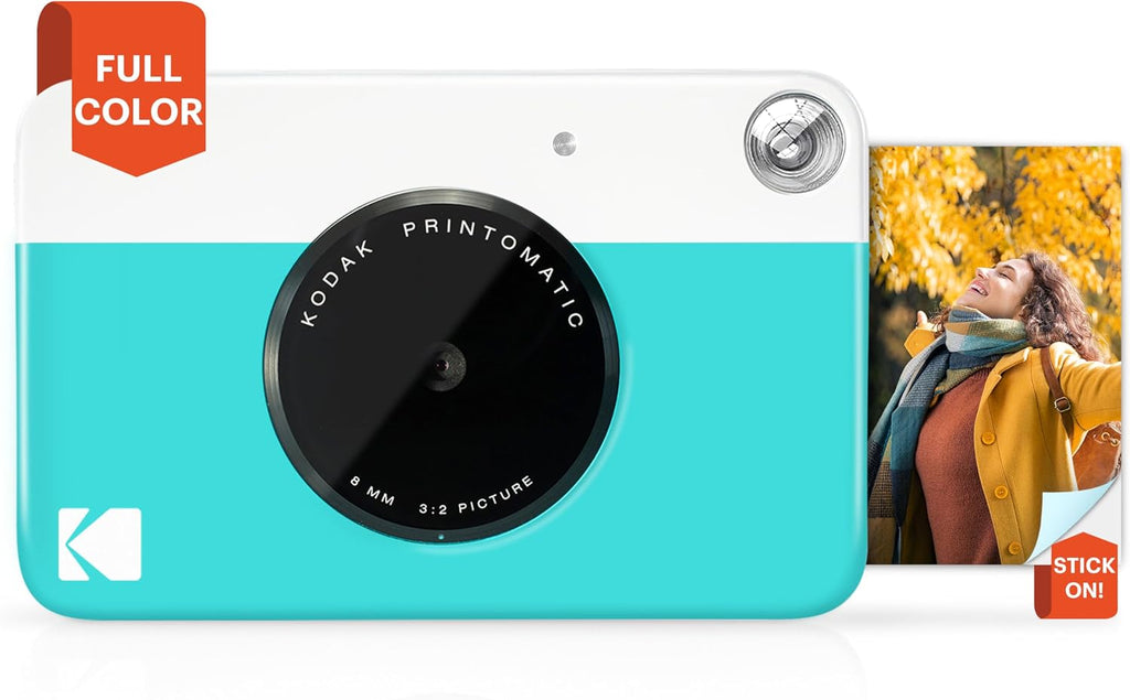 KODAK Printomatic - Cámara digital de impresión instantánea a todo color, Zink de 2 x 3 pulgadas (5.1x7.5 cm), papel fotográfico con parte trasera adhesiva, 5 MP, portátil