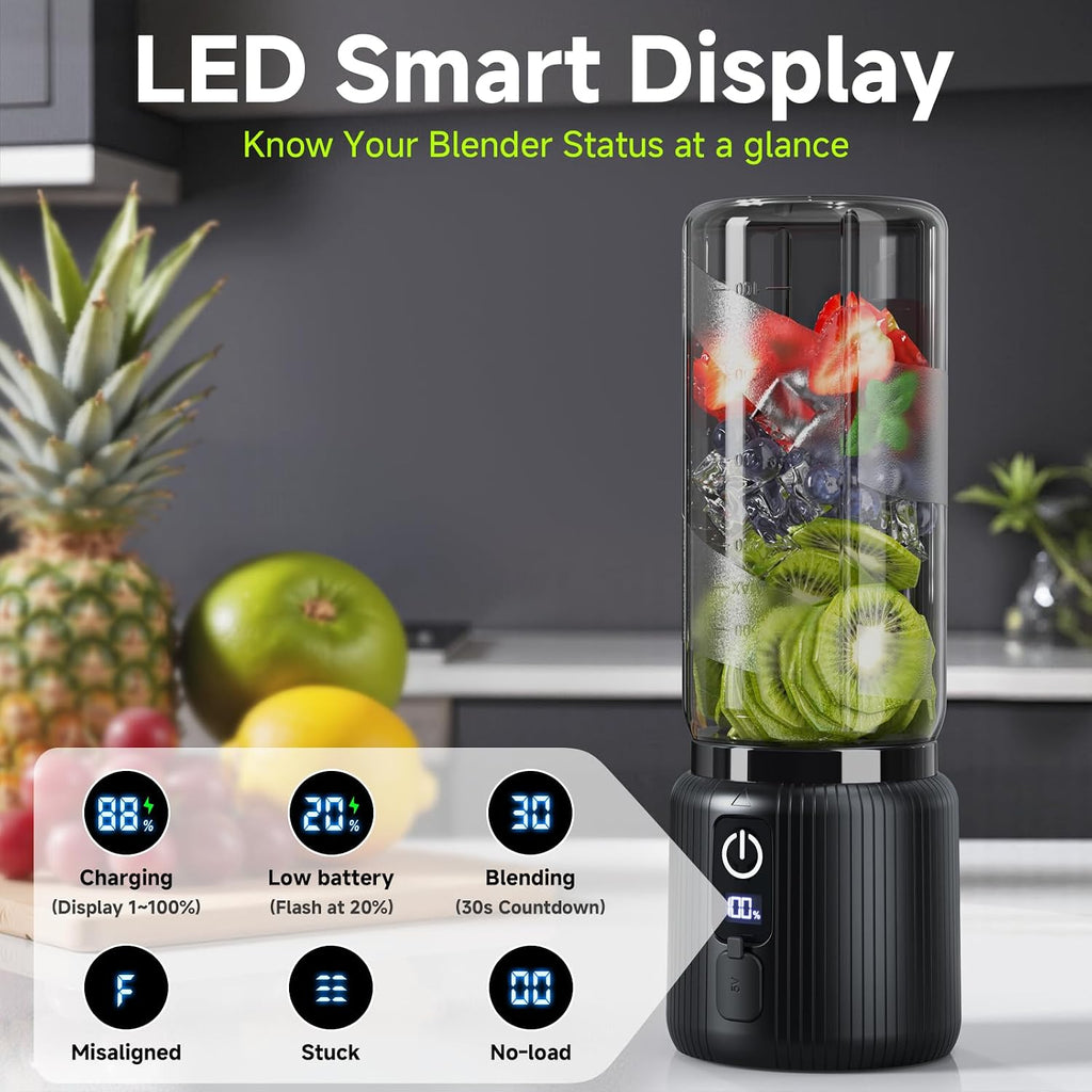 COKUNST Licuadora portátil, pequeña licuadora y batidora con pantalla LED