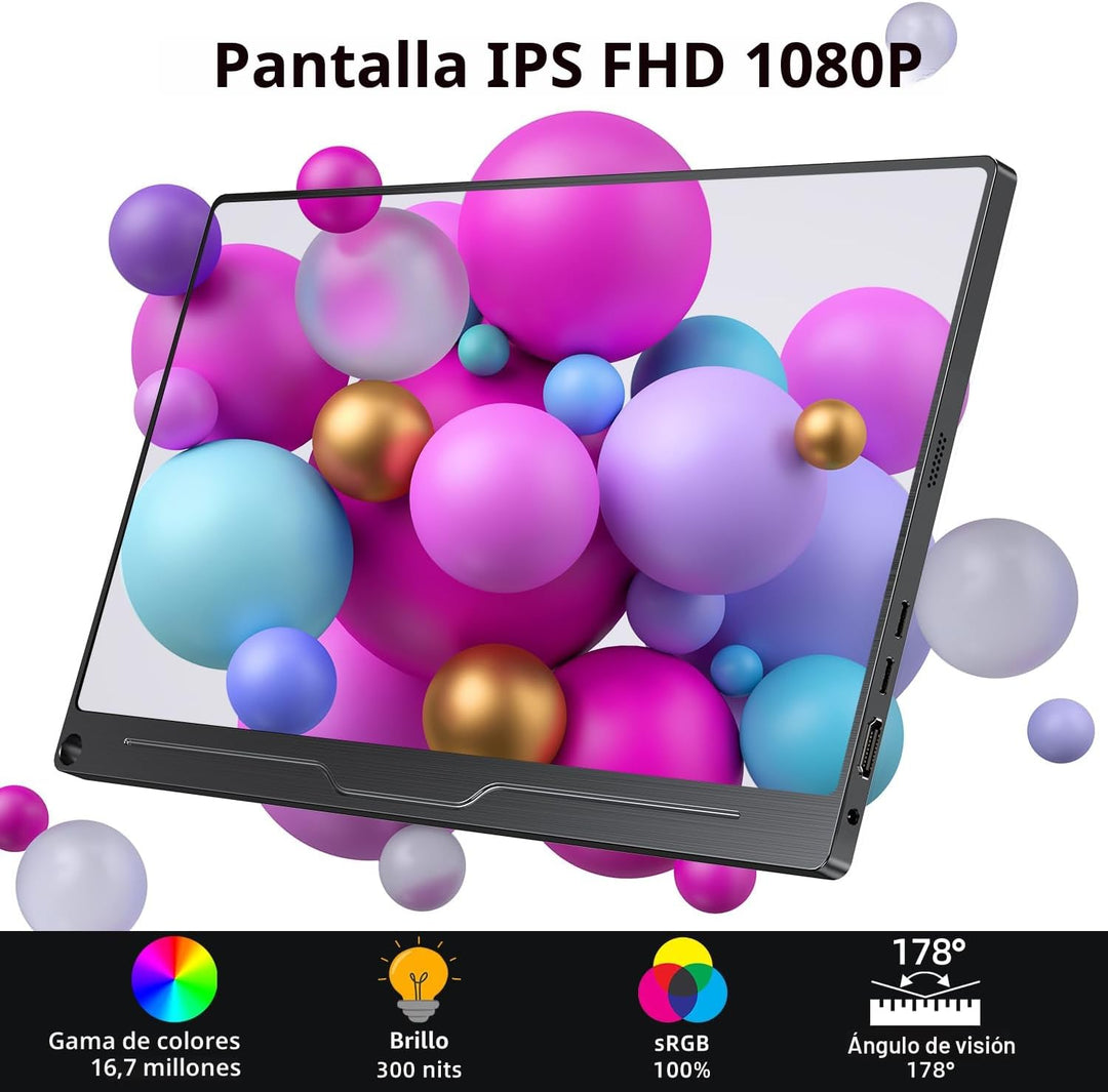 UPERFECT Monitor portátil, 15.6 pulgadas IPS HDR 1920 x 1080 FHD pa...