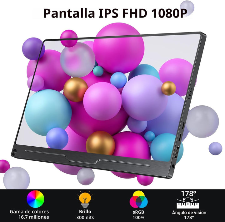 UPERFECT Monitor portátil, 15.6 pulgadas IPS HDR 1920 x 1080 FHD pa...