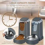 Comedero y dispensador de agua automático para gatos con cuenco de acero inoxidable, comedero por gravedad para perros y bebedero para mascotas pequeñas, medianas, cachorros y gatitos, 3,8 litros x 2