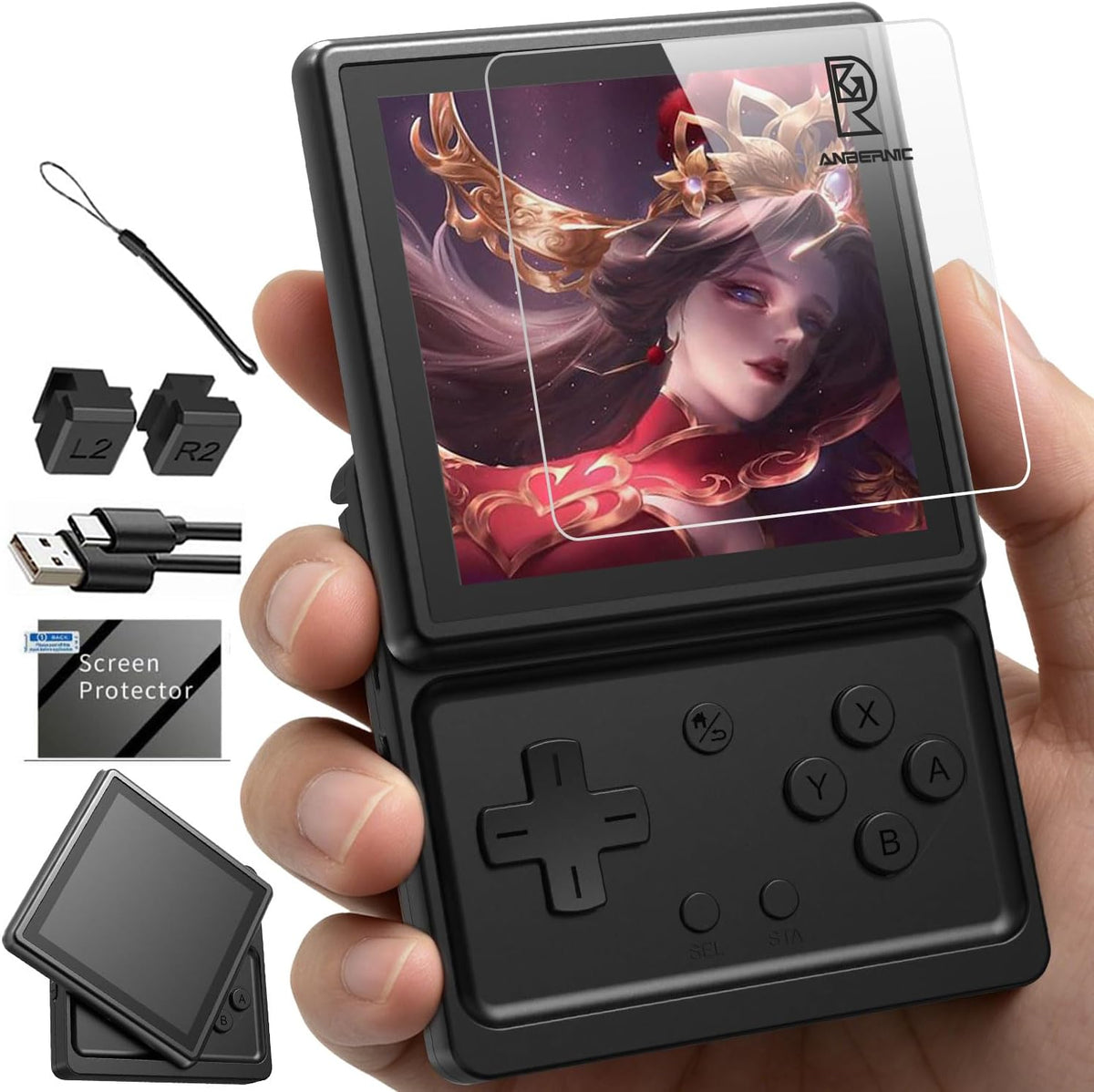 RG Rotate - Consola de juegos de mano retro, pantalla giratoria de 3.5 pulgadas, reproductor portátil Android, chip Unisoc T618 de 3 GB+32 GB, batería de 2000 mAh, aleación de aluminio + plástico