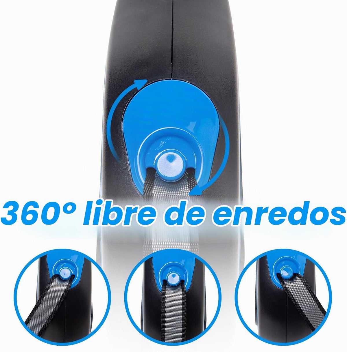 Correa retráctil para perros, de 26 pies, para perros pequeños, medianos y grandes de hasta 110 libras, cinta de nailon reflectante resistente sin enredos de 360°, con mango antideslizante