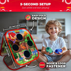 Swooc Games® - Dino Frenzy | Juegos de Corn Hole 2 en 1 para niños | Configuración de 5 segundos | Juego de lanzamiento de bolsas de frijoles de dinosaurio para niños | Juego de Cornhole para niños |