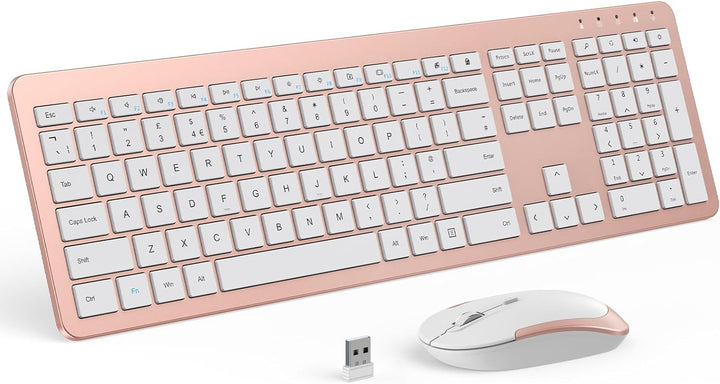Combo de teclado y mouse inalámbricos, mouse de teclado delgado y d...