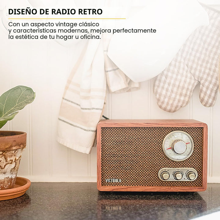 Victrola Willow - Radio Bluetooth de madera retro con altavoces int...