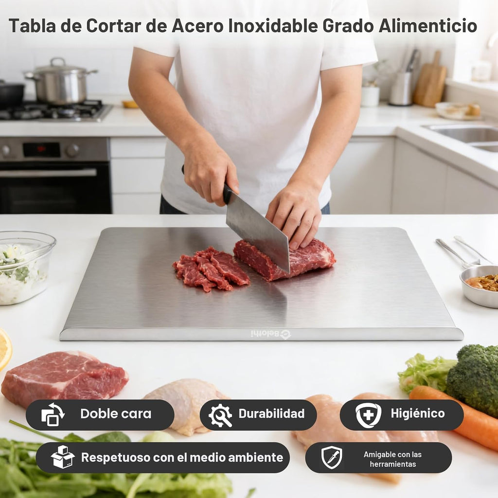 Tabla de cortar de acero inoxidable con labio, tablas de cortar no tóxicas