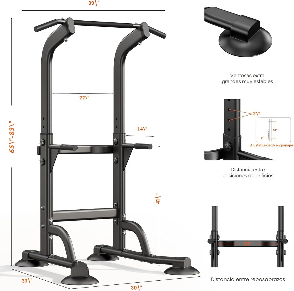 SogesPower Power Tower Estación de Fondos Barra de Dominadas para Gimnasio en Casa con Altura Ajustable Equipo de Entrenamiento de Fuerza, Estación de Barra de Dominadas