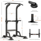 SogesPower Power Tower Estación de Fondos Barra de Dominadas para Gimnasio en Casa con Altura Ajustable Equipo de Entrenamiento de Fuerza, Estación de Barra de Dominadas