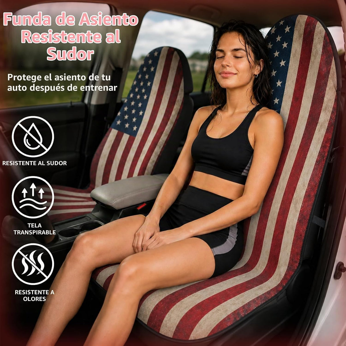 Funda para asiento de automóvil, diseño de bandera estadounidense