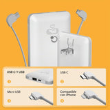 Brand Q - Cargador portátil de 10000 mAh con cables integrados y en...