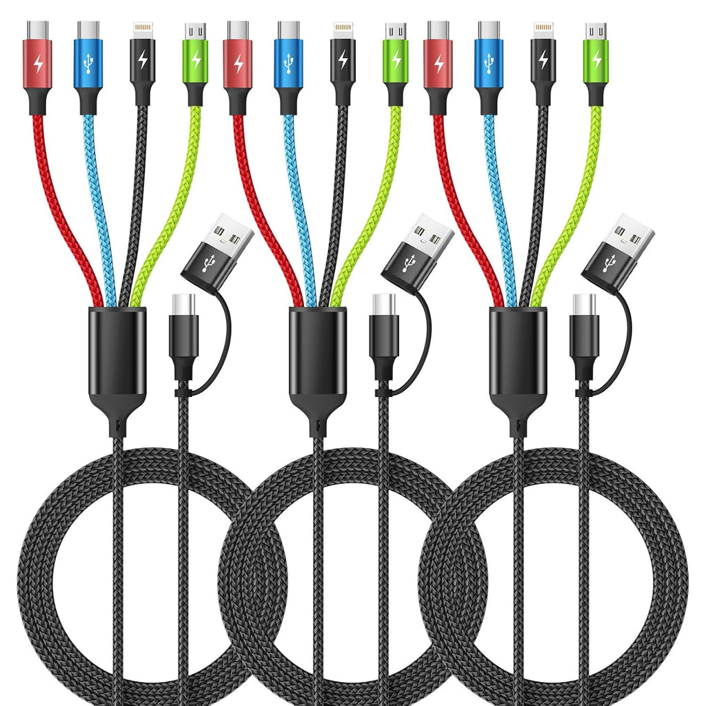 Cable de carga múltiple 4 en 2, paquete de 3 cables de carga de 5 pies para