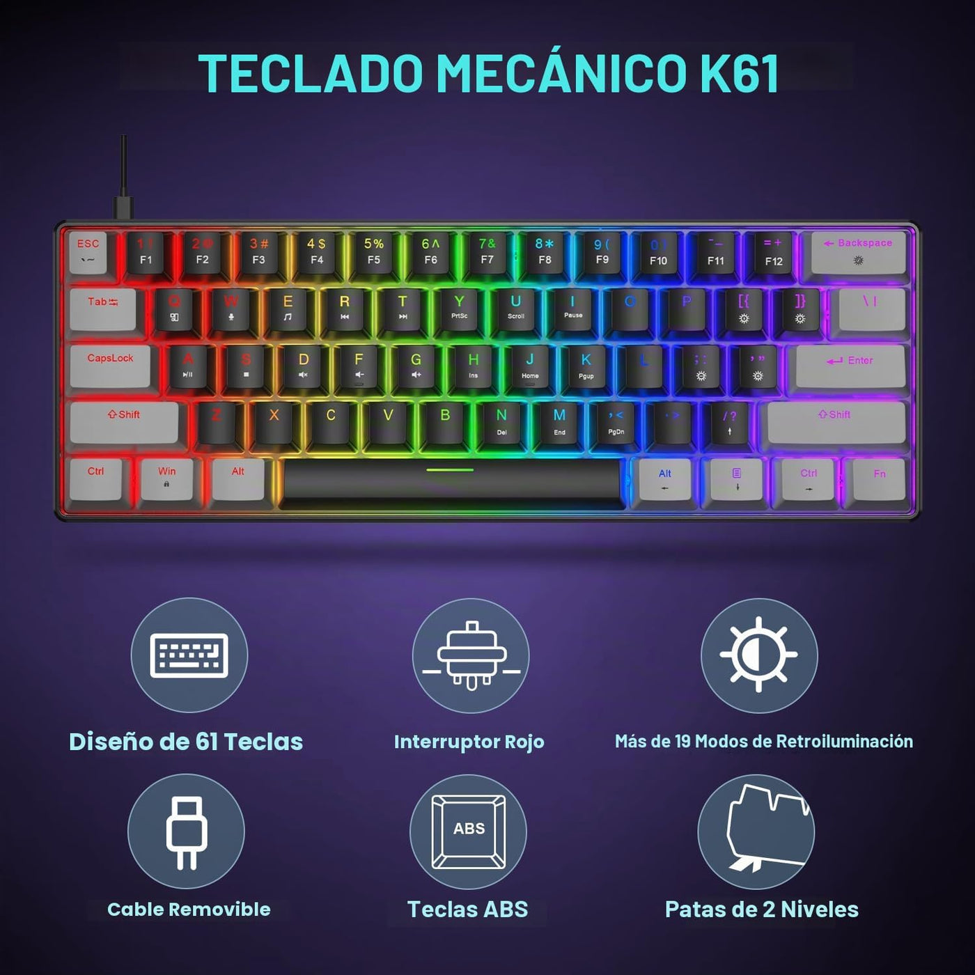 BlueFinger Combo de teclado y mouse mecánicos para juegos 60% \u201...