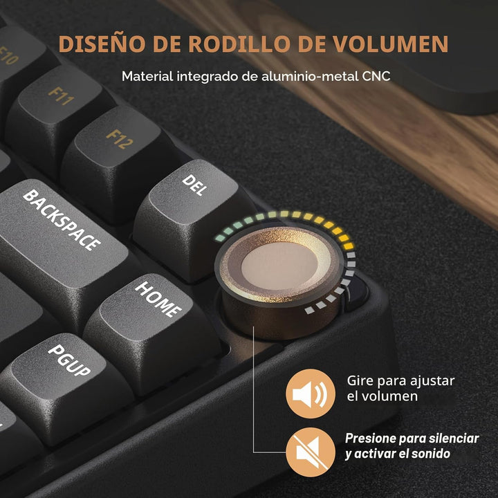 RK ROYAL KLUDGE R75 Teclado mecánico con cable con perilla de volum...