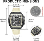 OLEVS Relojes para Hombre Casual Lujo Cara Grande Cronógrafo Multifuncional Relojes de Hombre Correa de Silicona/Nylon Duradera 3 ATM Resistente al Agua Reloj de Hombre Fecha Fase Lunar Reloj