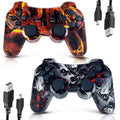 CHENGDAO Controlador para PS3 Controlador 2 Pack para PlayStation 3 Controlador Inalámbrico de Alto Rendimiento con Doble Vibración Control de Movimiento, Flame&Wolf
