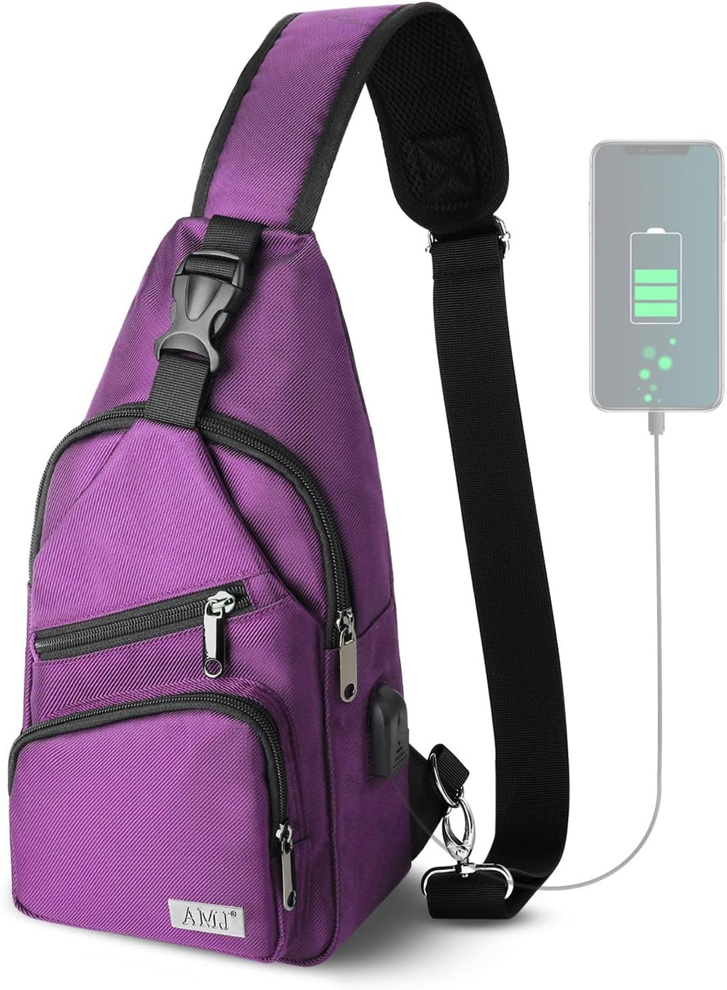 Bandolera cruzada para hombres y mujeres, mochila casual para el hombro, bolsa de pecho para senderismo y viajes (pequeña, púrpura)