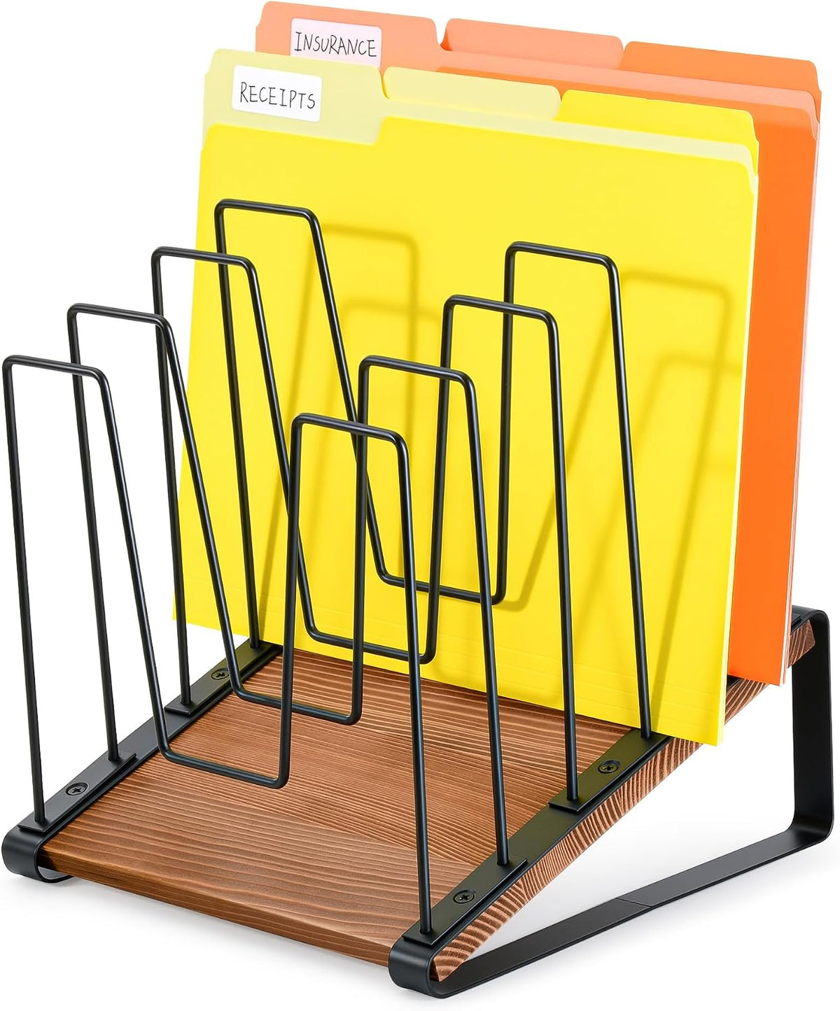 HULISEN Organizador de escritorio inclinado para archivos, soporte de carpetas de escritorio de 5 secciones