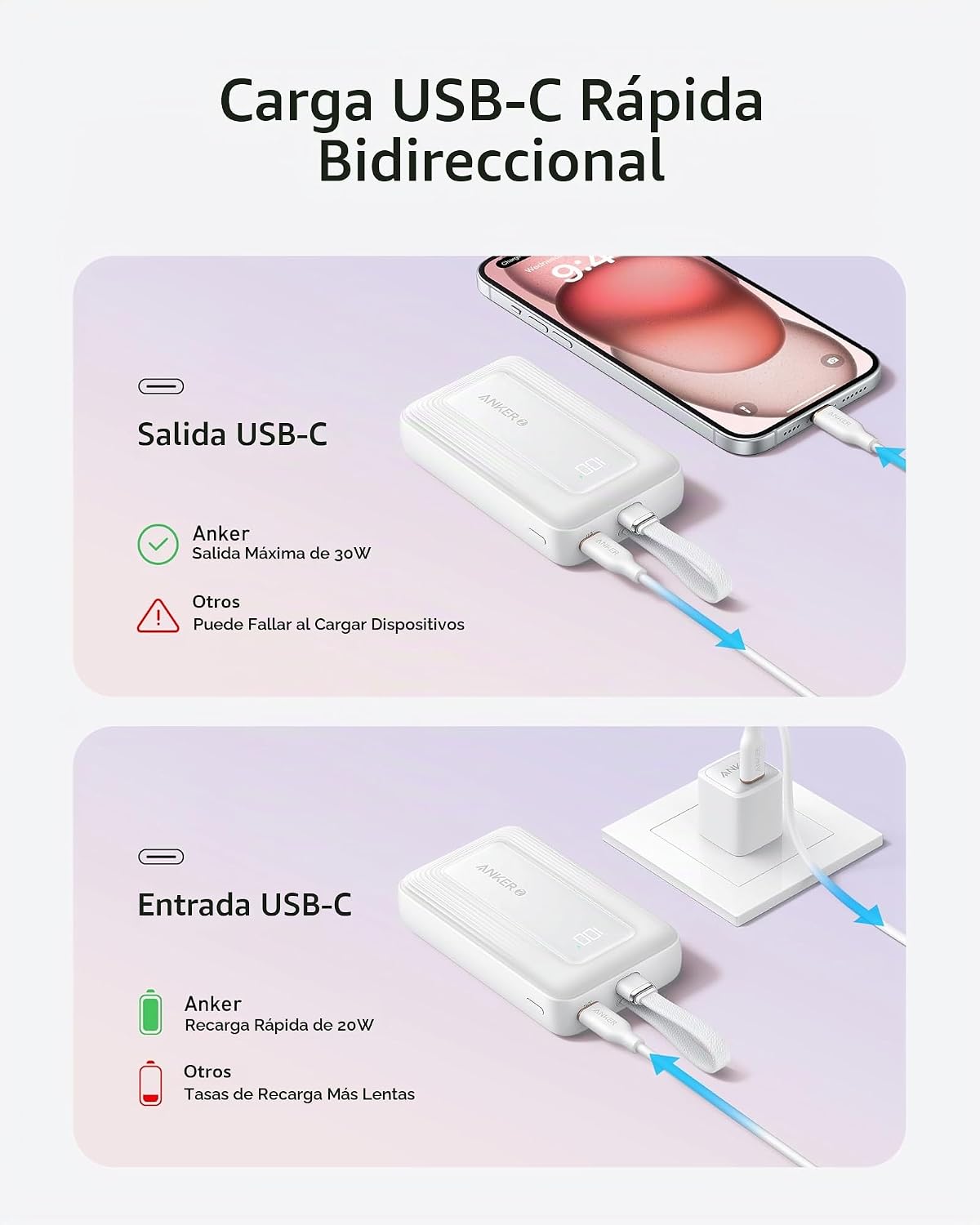 Anker Cargador MacBook Pro, 100 W USB-C con banco de energía portát...