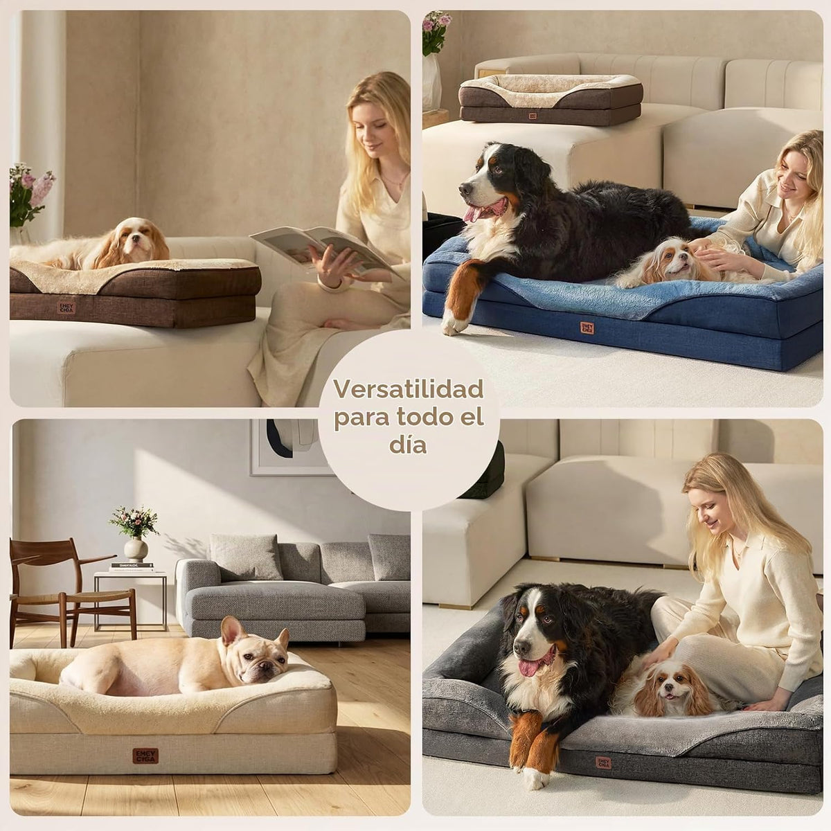EHEYCIGA - Cama ortopédica XL para perros grandes, sofá de espuma viscoelástica para perros, color gris