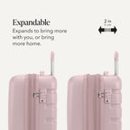 SWISSGEAR Signature Hardside - Maleta giratoria expandible de mano, construcción de ABS, bloqueo compatible con TSA y portavasos integrado, rosa, 19 pulgadas