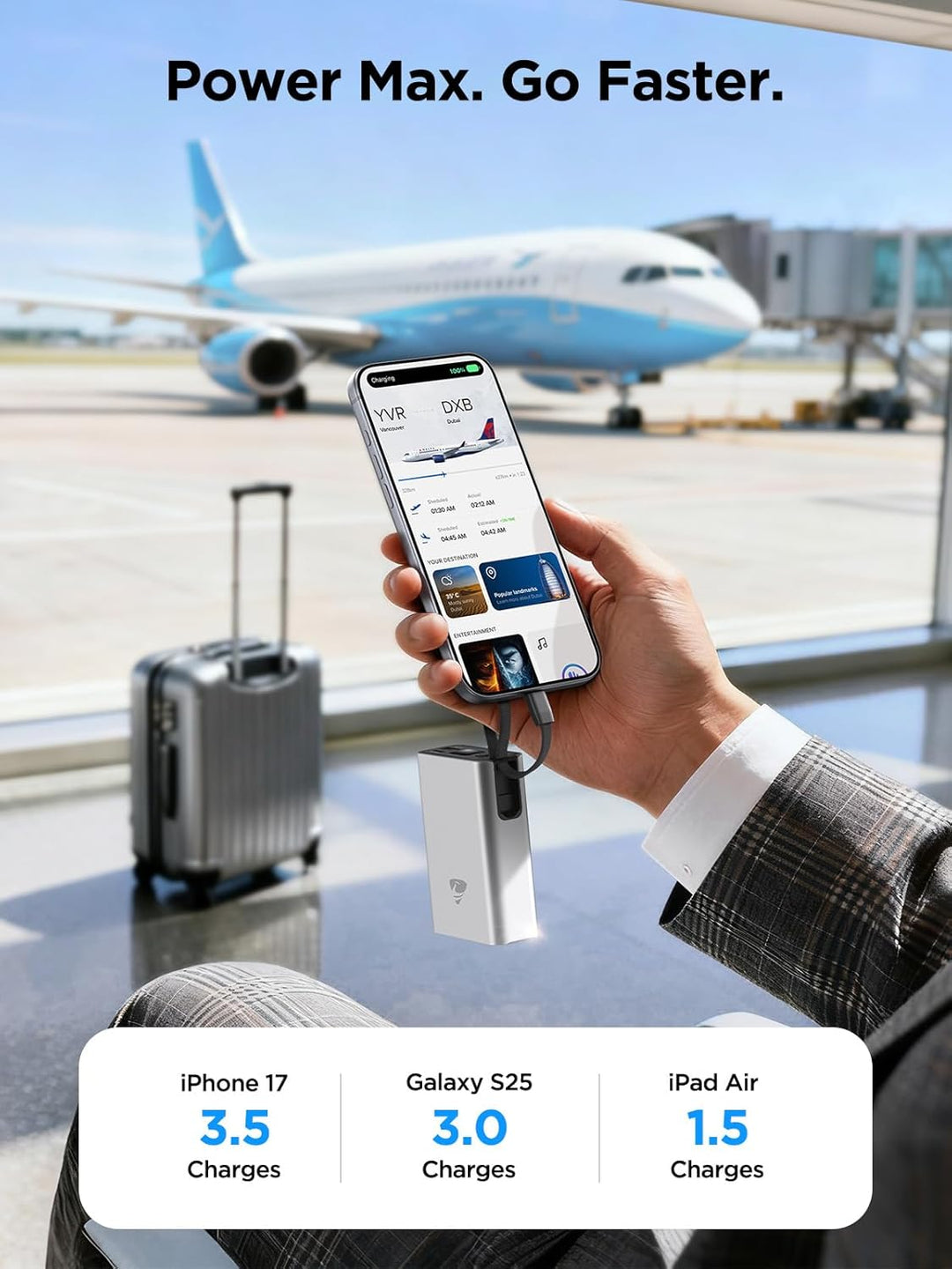Aioneus Cargador portátil de 35 W de carga rápida, banco de energía...