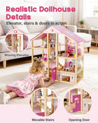 Casa de muñecas de madera para niñas y niños de 3 a 8 años, casa de