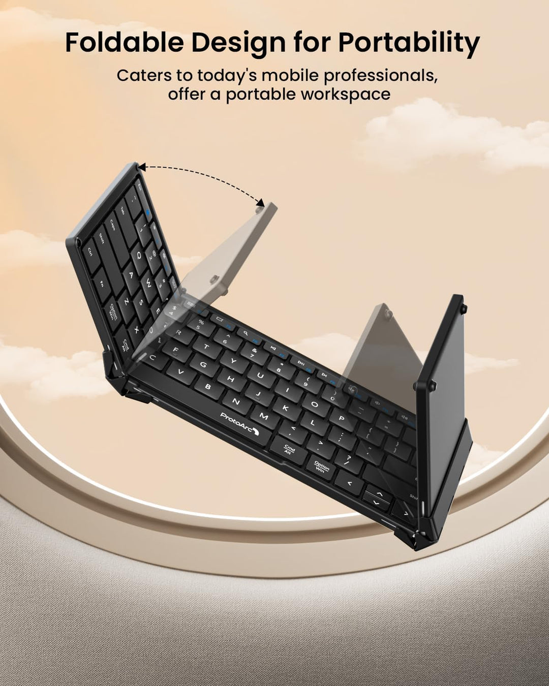 ProtoArc XK01 - Teclado Bluetooth plegable, teclado inalámbrico por...