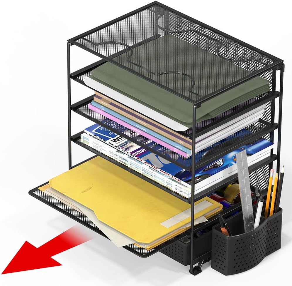 Simple Houseware Organizador de archivos de escritorio de 5 niveles con