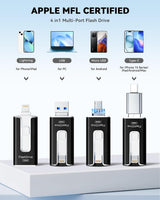 Unidad flash con certificación MFi para iPhone iPad de 256 GB, barr...