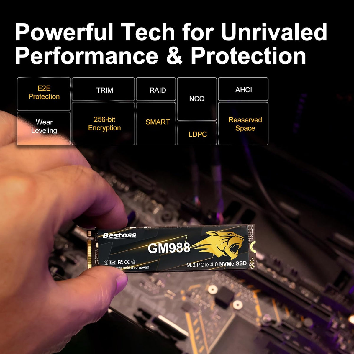 M.2 2280 NVMe SSD 2TB PCIe Gen 4, hasta 7300 MB\/s, caché SLC y HMB...