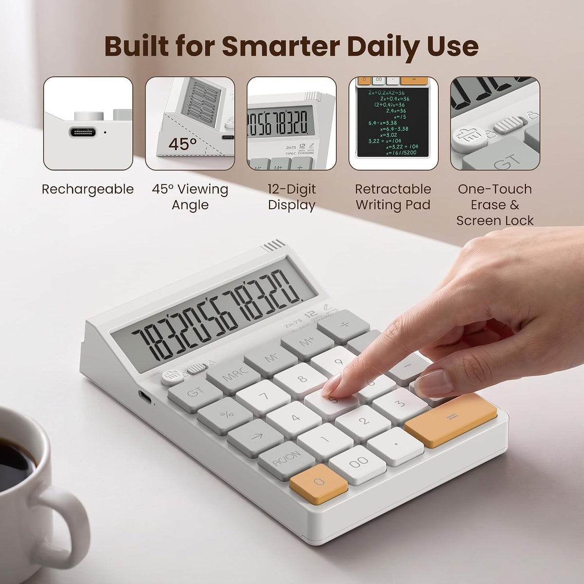 Calculadora de Escritorio con Tableta LCD de Escritura Retráctil