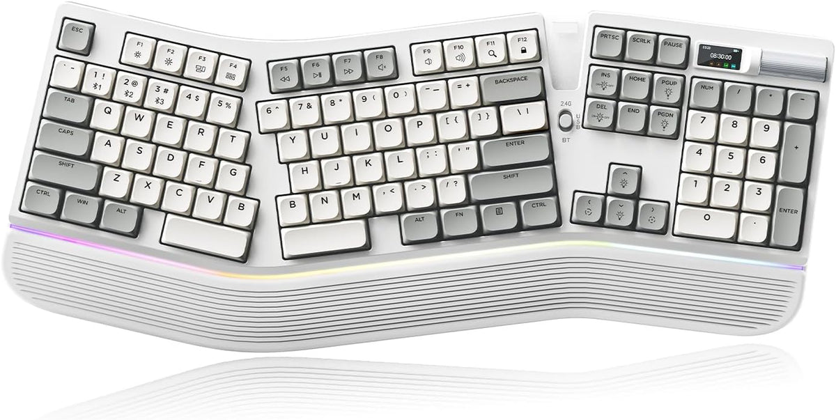 Teclado mecánico ergonómico con pantalla inteligente y rodillo de