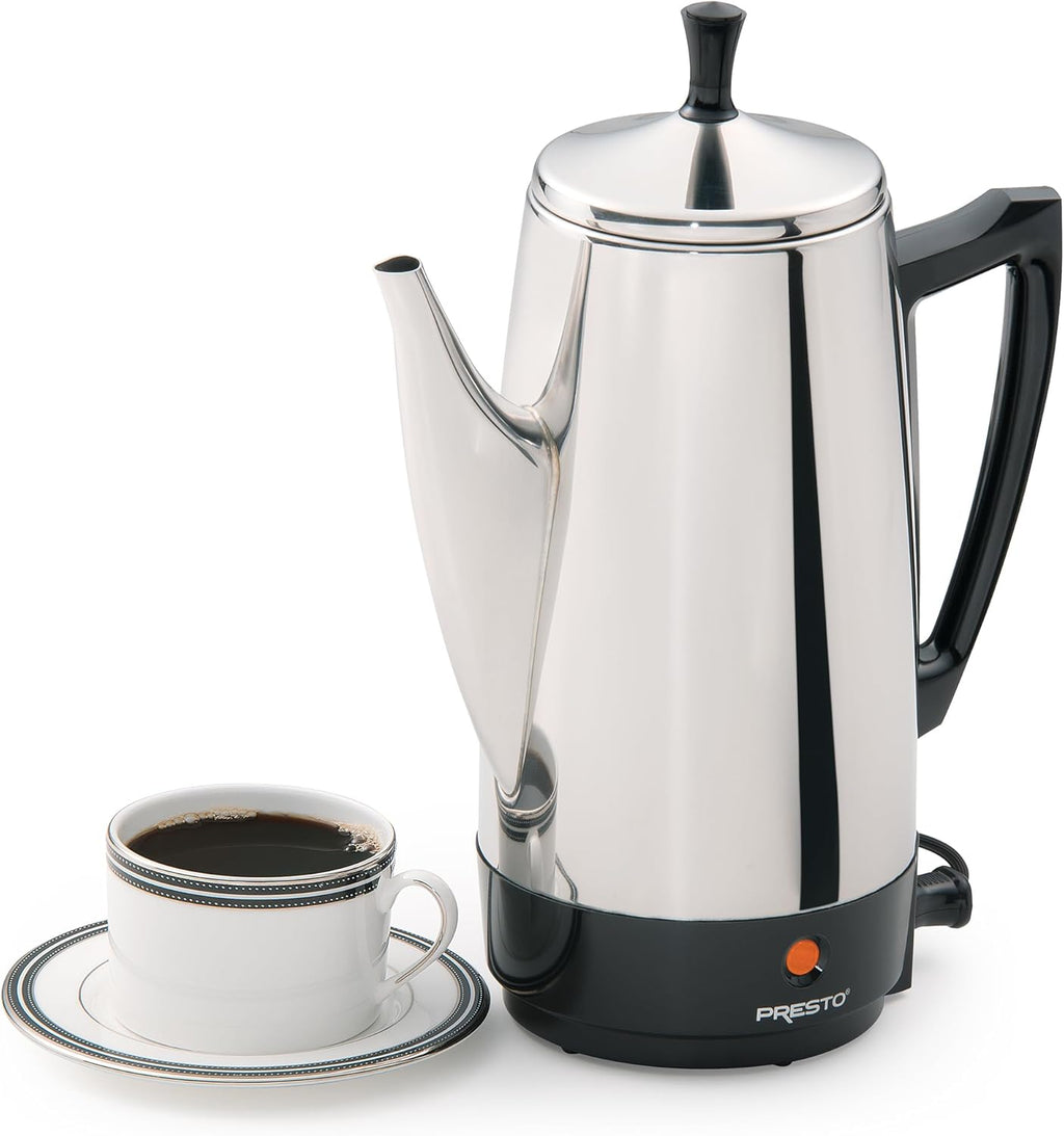 Cafetera eléctrica Presto, de acero inoxidable, rinde 12 tazas, ninguno , Plateado