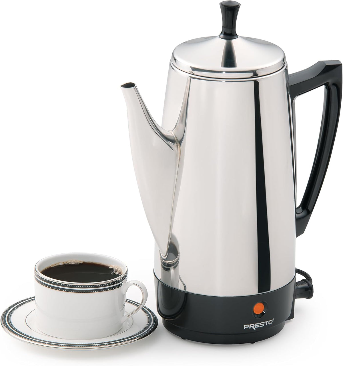 Cafetera eléctrica Presto, de acero inoxidable, rinde 12 tazas, ninguno , Plateado