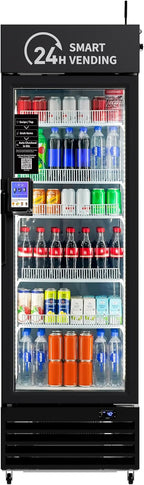 Máquina expendedora AI con autopago – DC360 Combo expendedor refrigerado para alimentos frescos, aperitivos y bebidas frías – Inventario en tiempo real – Ideal para oficina, escuela, hospital, gimnasio (negro)