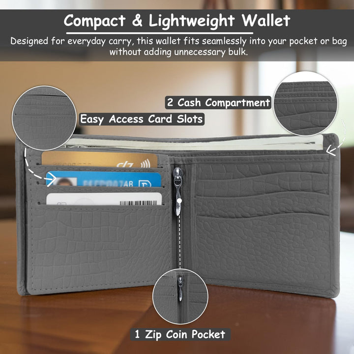 Cartera de cuero para hombre con bloqueo RFID para hombre, diseño m...